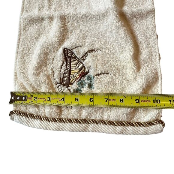 Vtg Butterfly Seashell Embroidered Towel Bath Fingertip Set Rope Trim - Picture 14 of 16